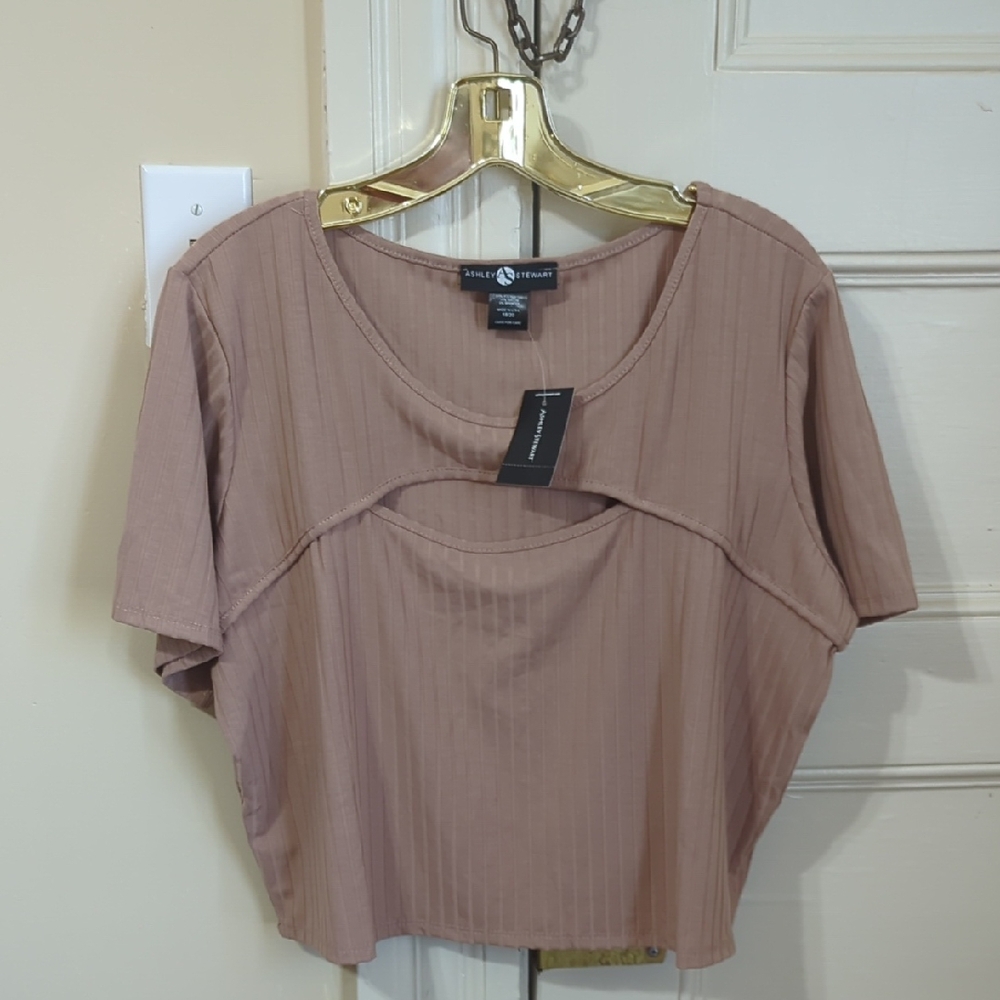 Ashley Stuart Plus Size Women's Short Sleeve Blouse NWT